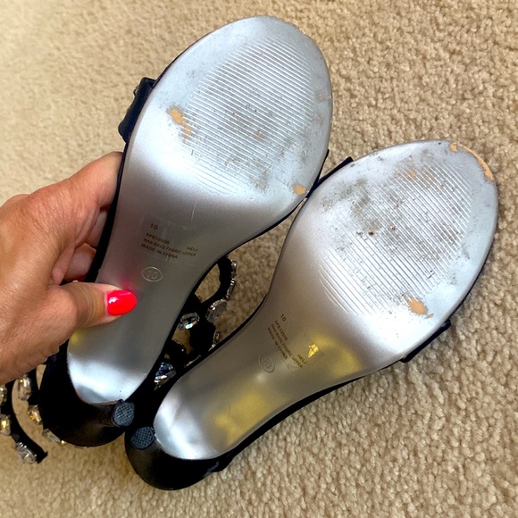 Cape Robbin Women Rhinestone Jewel Spiral Black ankle wrap strap heels - Picture 8 of 8